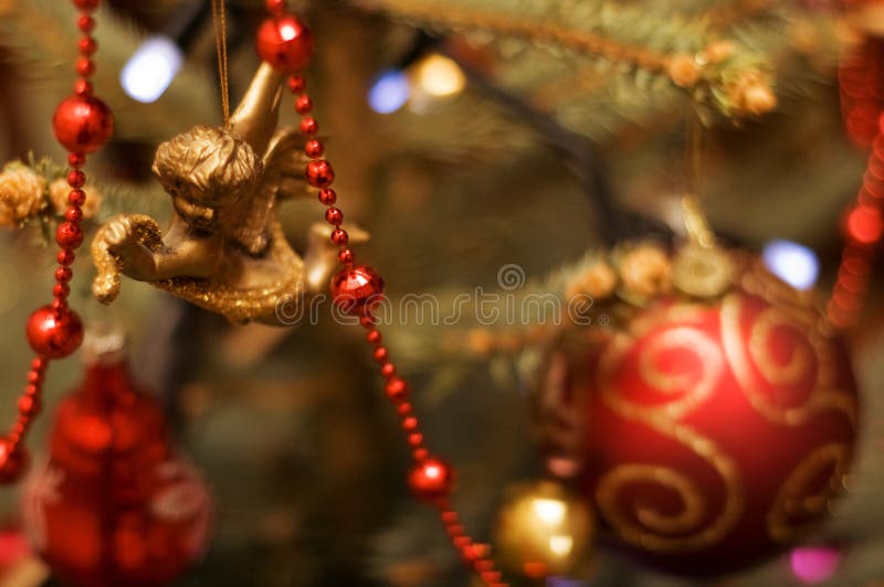 anioł dekorujący dof ostrości płycizny drzewa xmas zdjęcie royalty free anioł dekorujący dof ostrości płycizny drzewa xmas zdjęcie royalty free