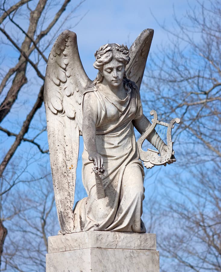 anioła harfy statua zdjęcie stock anioła harfy statua zdjęcie stock