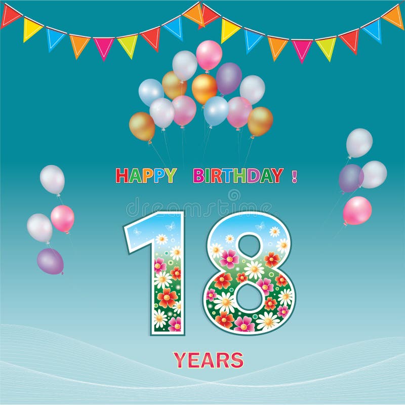 Feliz Cumpleaños 18 Años De Aniversario Stock de ilustración