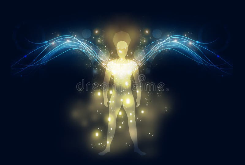 guardian angel illustration with glowing wings. guardian angel illustration with glowing wings