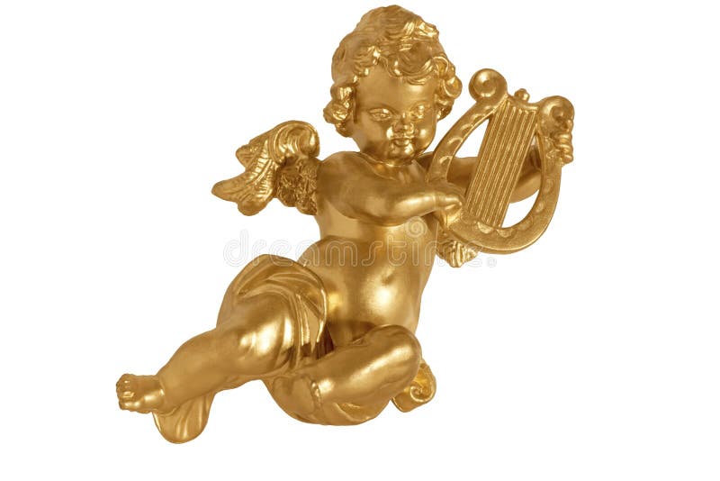 Anjo dourado com harpa