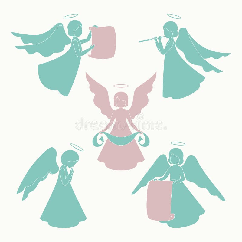 Silhueta de anime de anjo ilustração do vetor. Ilustração de cômico -  274195666