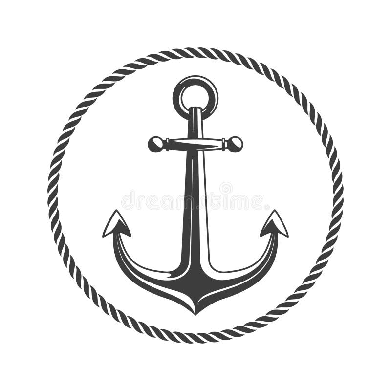 Ankare med det runda repet royaltyfri illustrationer Ankare med det runda repet royaltyfri illustrationer