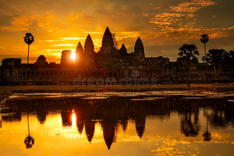 Reflection of Ankor Wat at dawn, Cambodia. Reflection of Ankor Wat at dawn, Cambodia