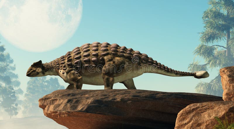 Ankylosaurus Looking at the Full Moon royalty free illustration Ankylosaurus Looking at the Full Moon royalty free illustration