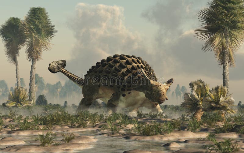 Ankylosaurus w bagna ilustracja wektor Ankylosaurus w bagna ilustracja wektor