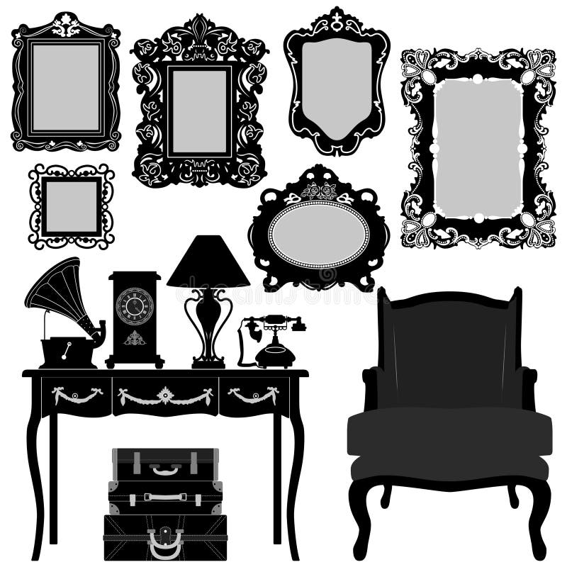 Annata antica della mobilia della cornice retro royalty illustrazione gratis Annata antica della mobilia della cornice retro royalty illustrazione gratis