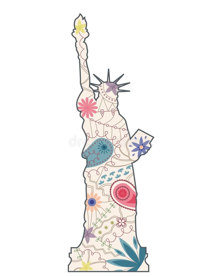 Statua Della Libertà Dipinta Illustrazione Vettoriale