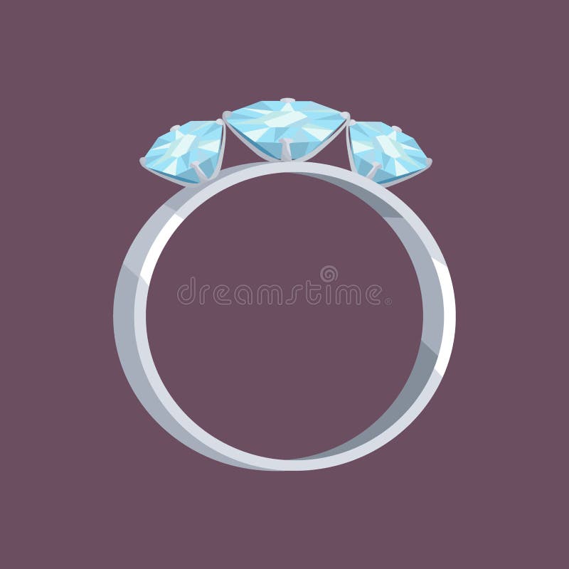 Anneau d'or argenté ou blanc avec trois pierres bleues illustration stock Anneau d'or argenté ou blanc avec trois pierres bleues illustration stock