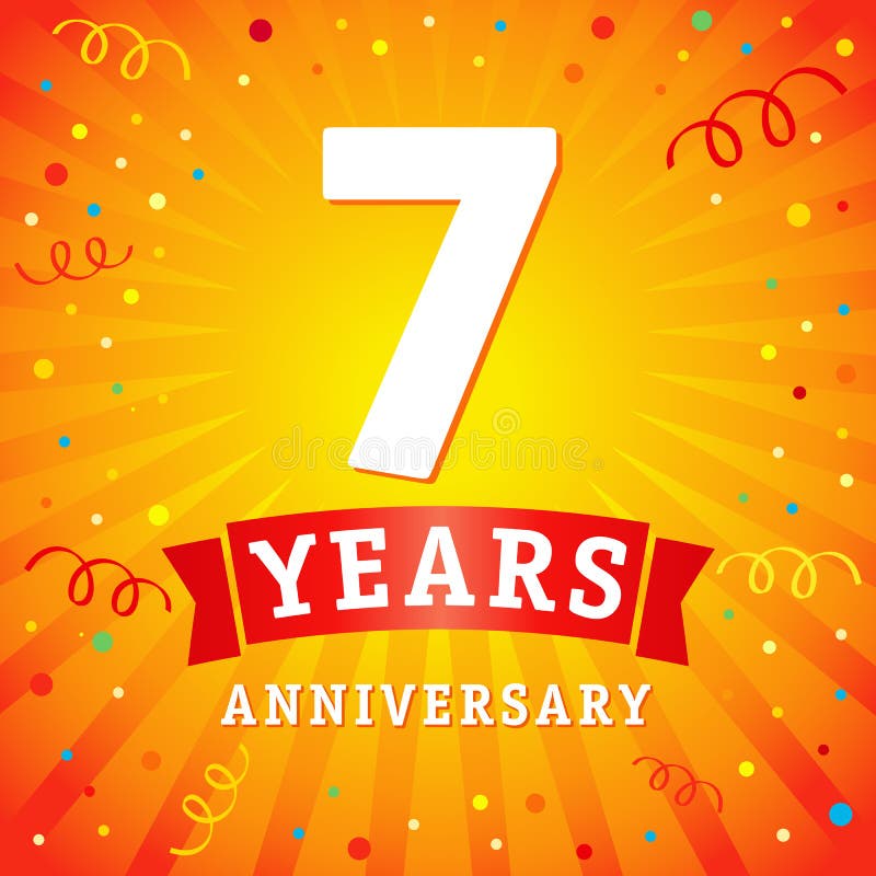 7 anni di anniversario di logo di carta di celebrazione illustrazione vettoriale 7 anni di anniversario di logo di carta di celebrazione illustrazione vettoriale