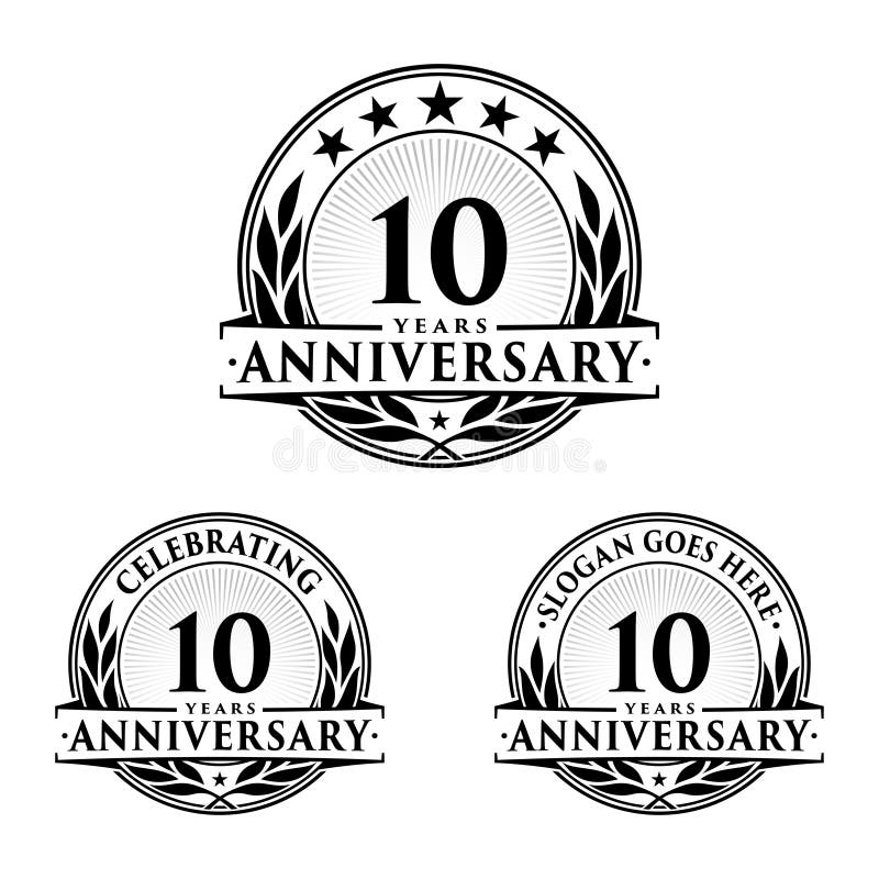 10 anni di anniversario di modello di progettazione Vettore ed illustrazione di anniversario decimo logo illustrazione di stock 10 anni di anniversario di modello di progettazione Vettore ed illustrazione di anniversario decimo logo illustrazione di stock