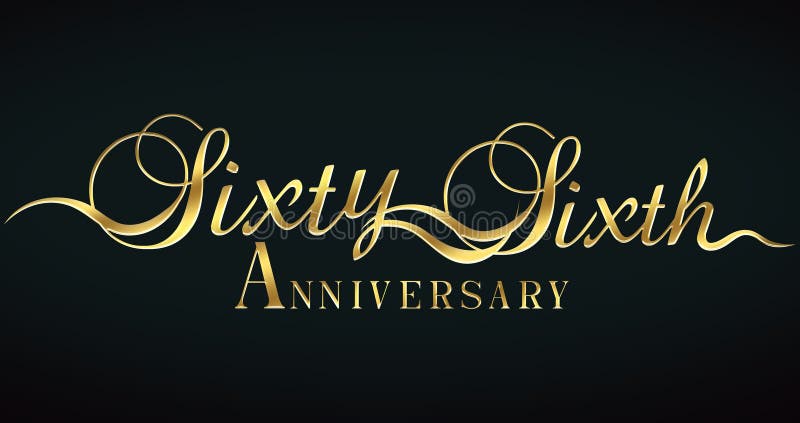 66 anni in Gold Letters (Lettere d'oro) isolate su uno sfondo trasparente illustrazione di stock