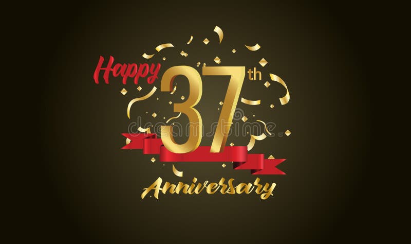 Anniversary Celebration Background. with the 37th Number in Gold and ...