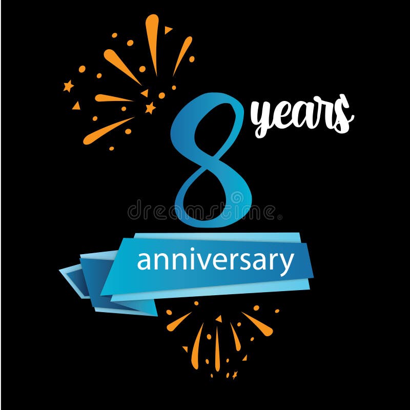 8 anniversary pictogram icon, years birthday logo label. Vector illustration. Isolated on black background - Vector vector illustration 8 anniversary pictogram icon, years birthday logo label. Vector illustration. Isolated on black background - Vector vector illustration