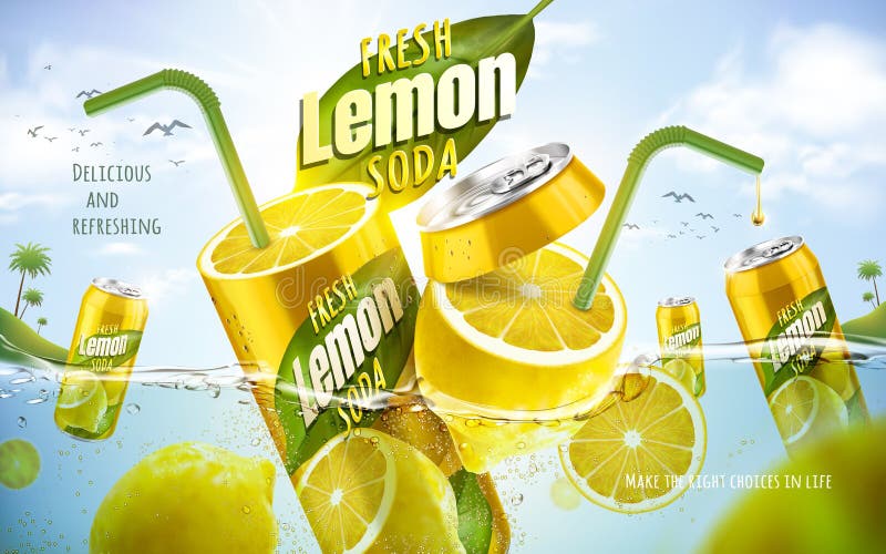 Annonce fraîche de soude de citron illustration libre de droits Annonce fraîche de soude de citron illustration libre de droits