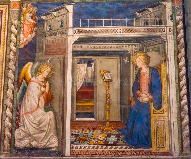 Annonce Santa Maria Novella Church Florence Italy de fresque de Vierge de Ghirlandaio images libres de droits Annonce Santa Maria Novella Church Florence Italy de fresque de Vierge de Ghirlandaio images libres de droits