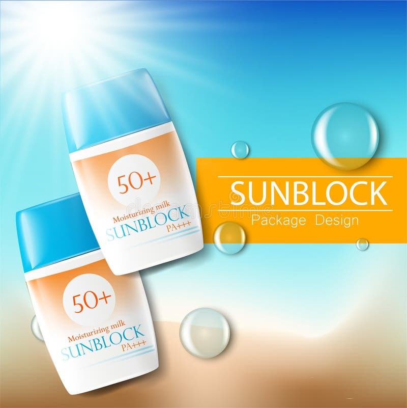 Annonces calibre, produits de Sunblock de cosmétique de protection du soleil illustration 3D pour la magazine ou les annonces Bou illustration libre de droits Annonces calibre, produits de Sunblock de cosmétique de protection du soleil illustration 3D pour la magazine ou les annonces Bou illustration libre de droits