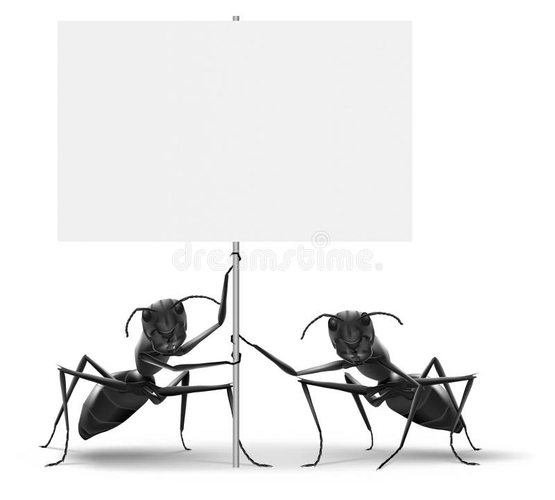 Annonsering för holdingplakat för myror av blank protest