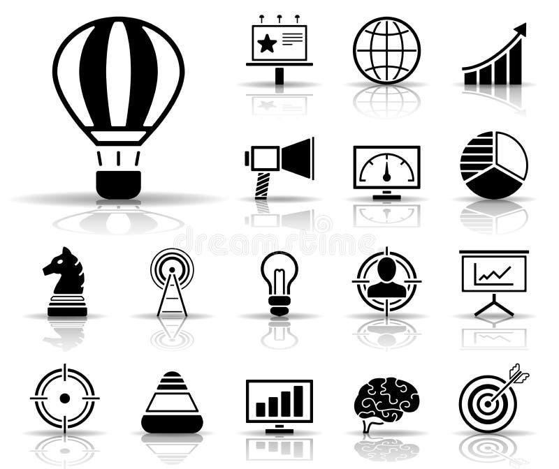 Annonsering & marknadsföring - Iconset - symboler vektor illustrationer Annonsering & marknadsföring - Iconset - symboler vektor illustrationer