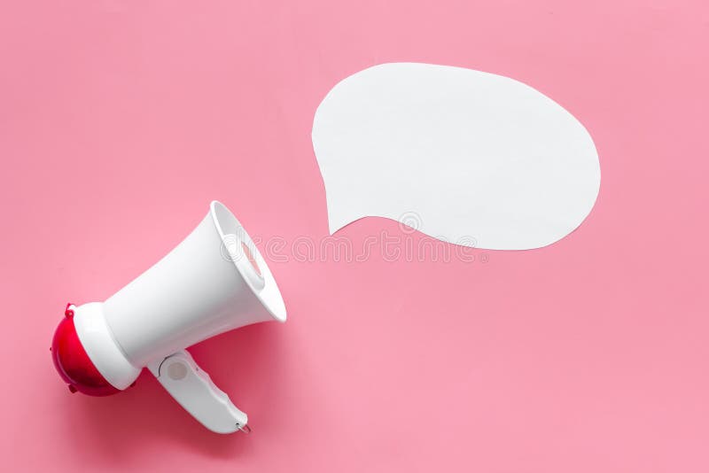 Download Announcement With Megaphone And Bubble On Pink Background Top View Mock Up Stock Image - Image ...