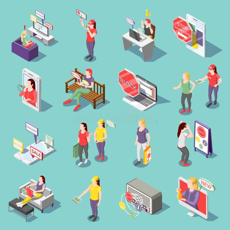 Annoying Intrusive Advertisement Icon Set Stock Vector ...