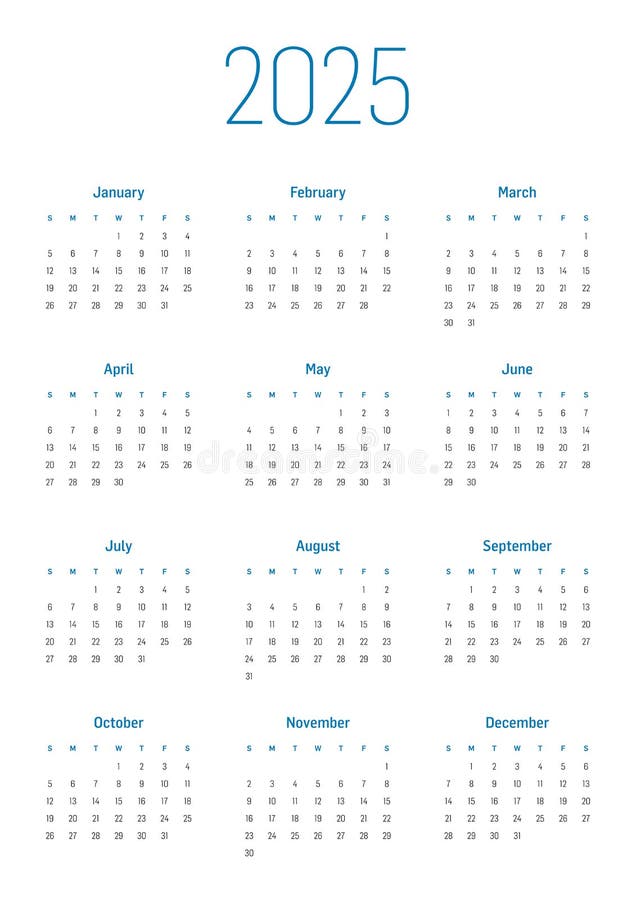 calendar-2025-2026-2027-2028-years-set-stock-vector-illustration