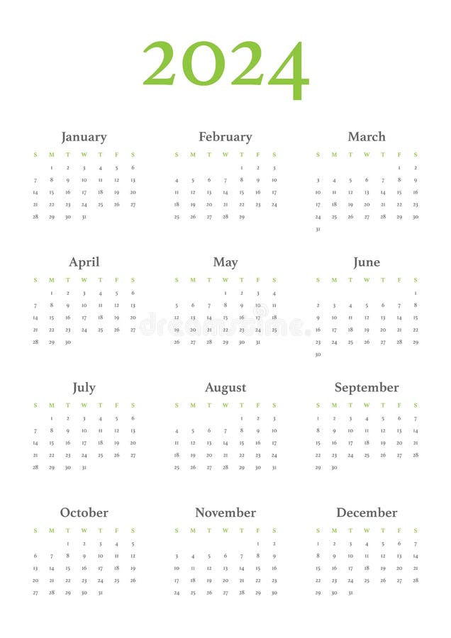 Calendar 2024 Template Layout 12 Months Yearly Calendar Set In 2024