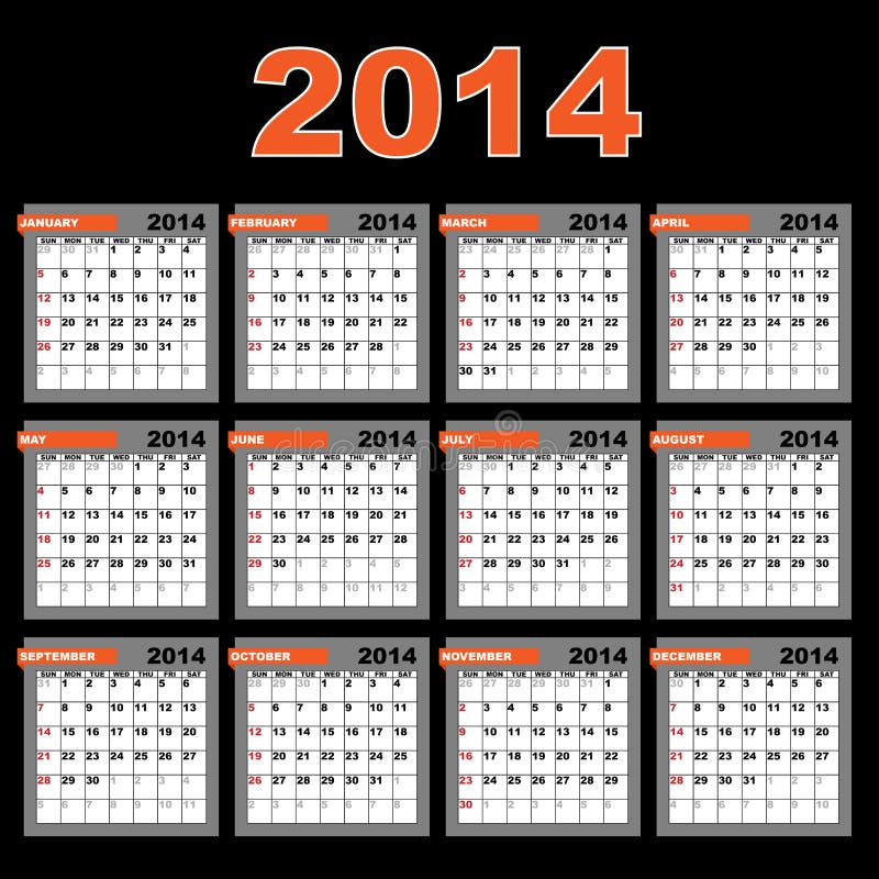 福袋 バースデイ Black Calendar 2014 White 2014 231 – Illustrations Stock 輸入版カレンダー