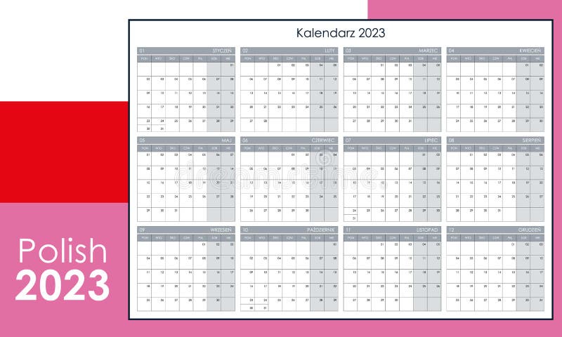 2023 Calendar Template Horizontal Stock Illustrations – 2,987 2023