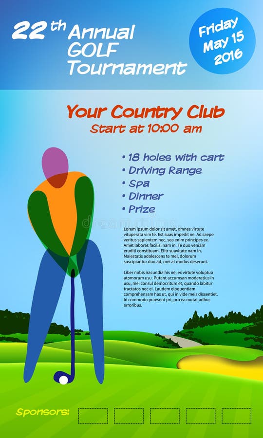Golf Tournament Flyer Template Design Illustration Royalty Free
