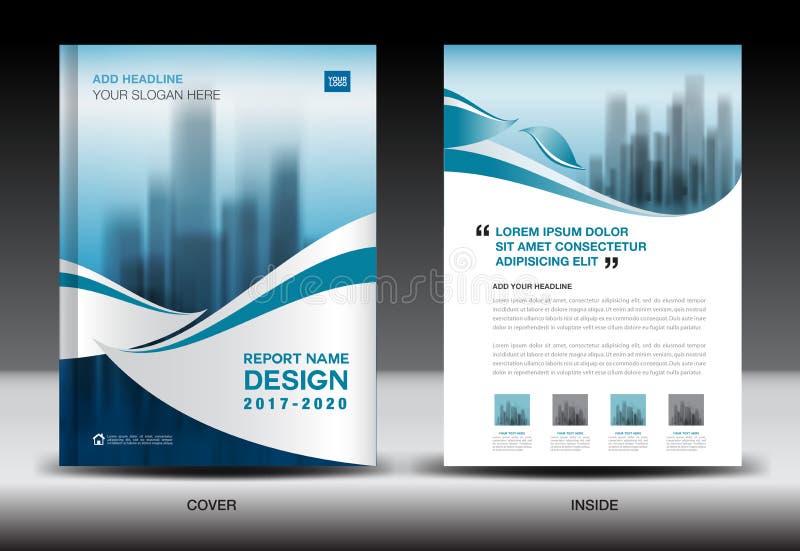 Annual report brochure flyer template, Blue cover design vector illustration Annual report brochure flyer template, Blue cover design vector illustration