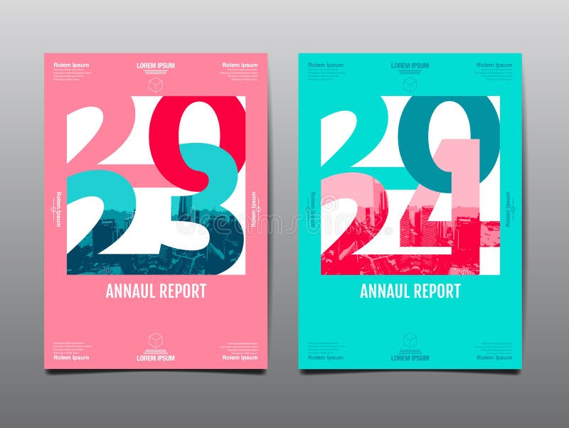 Annual Report 2023, 2024, Template Layout Design, Typography Flat