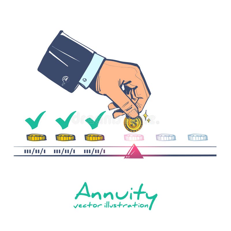 Annuity concept. Person makes the payment vector stock illustration Annuity concept. Person makes the payment vector stock illustration