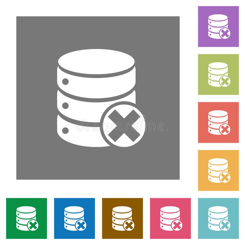 Annulla le icone piane del database royalty illustrazione gratis