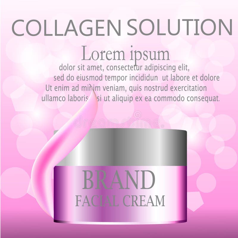 Annunci cosmetici, crema facciale di lusso d'idratazione illustrazione vettoriale Annunci cosmetici, crema facciale di lusso d'idratazione illustrazione vettoriale