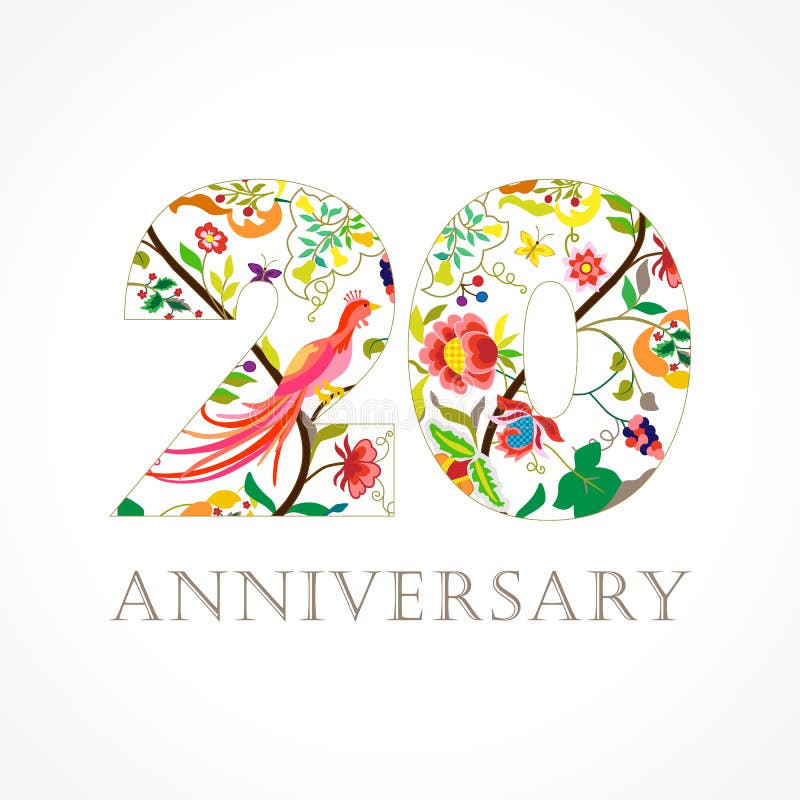 20 années de logo folklorique de célébration luxueux illustration de vecteur 20 années de logo folklorique de célébration luxueux illustration de vecteur