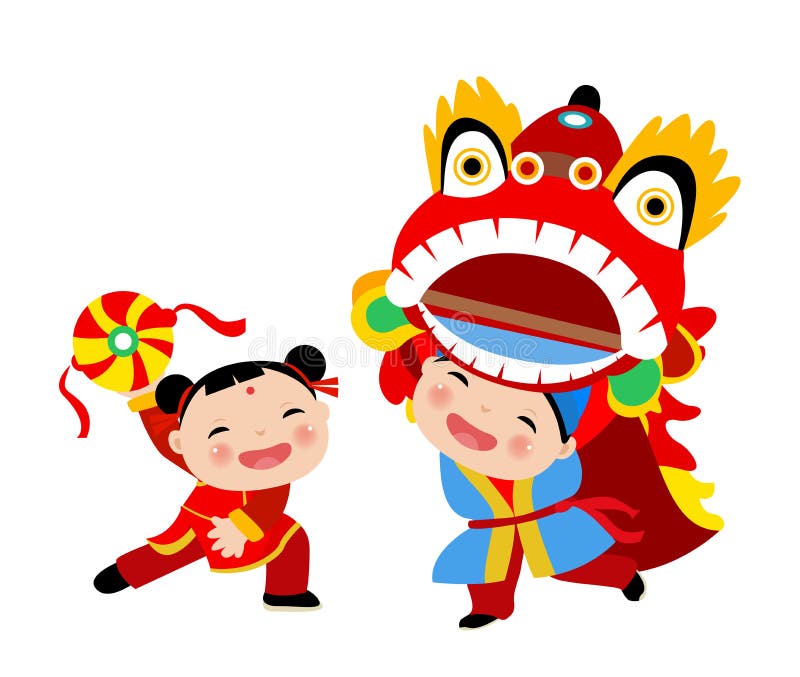 Ano novo chinês feliz Lion Dance ilustração stock Ano novo chinês feliz Lion Dance ilustração stock