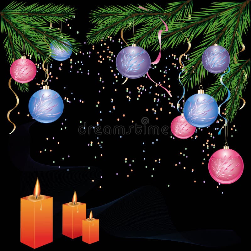 Ano novo e fundo de Cristmas com decorações ilustração royalty free Ano novo e fundo de Cristmas com decorações ilustração royalty free