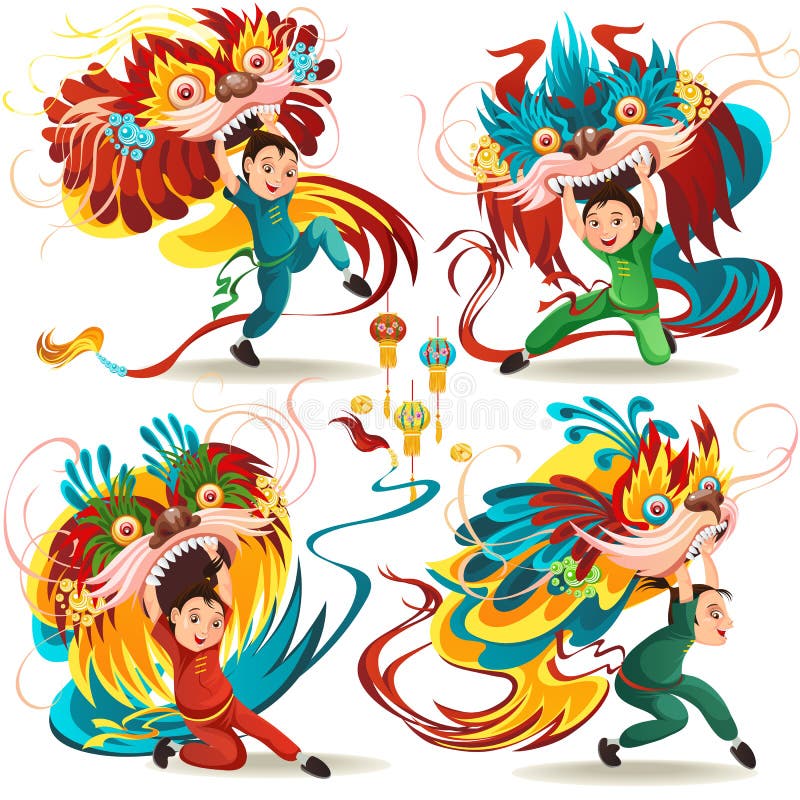 Ano novo lunar chinês Lion Dance Fight isolado no fundo branco, dançarino feliz na terra arrendada tradicional do traje da porcel ilustração do vetor Ano novo lunar chinês Lion Dance Fight isolado no fundo branco, dançarino feliz na terra arrendada tradicional do traje da porcel ilustração do vetor