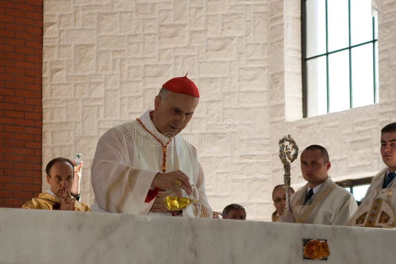 GDANSK, POLAND - 02 MAY: 2 May. 10.30 consecration took place on the church, which the Secretary of State has the Holy See Cardinal Tarcisio Bertone. On May 02.2009. Gdansk, Poland. GDANSK, POLAND - 02 MAY: 2 May. 10.30 consecration took place on the church, which the Secretary of State has the Holy See Cardinal Tarcisio Bertone. On May 02.2009. Gdansk, Poland.