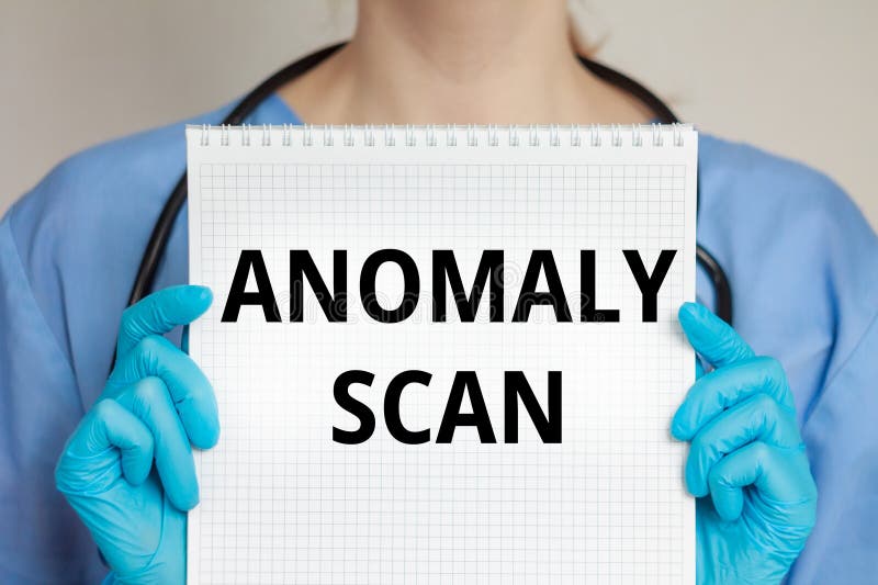 Anomaly scan inscription text medical theme background stock photo