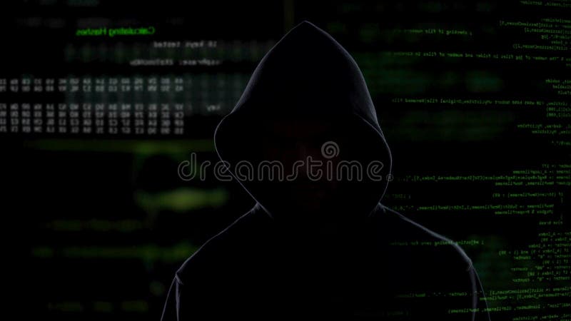 Anonym en hacker som stjäler hemlig företags information, datasystemattack