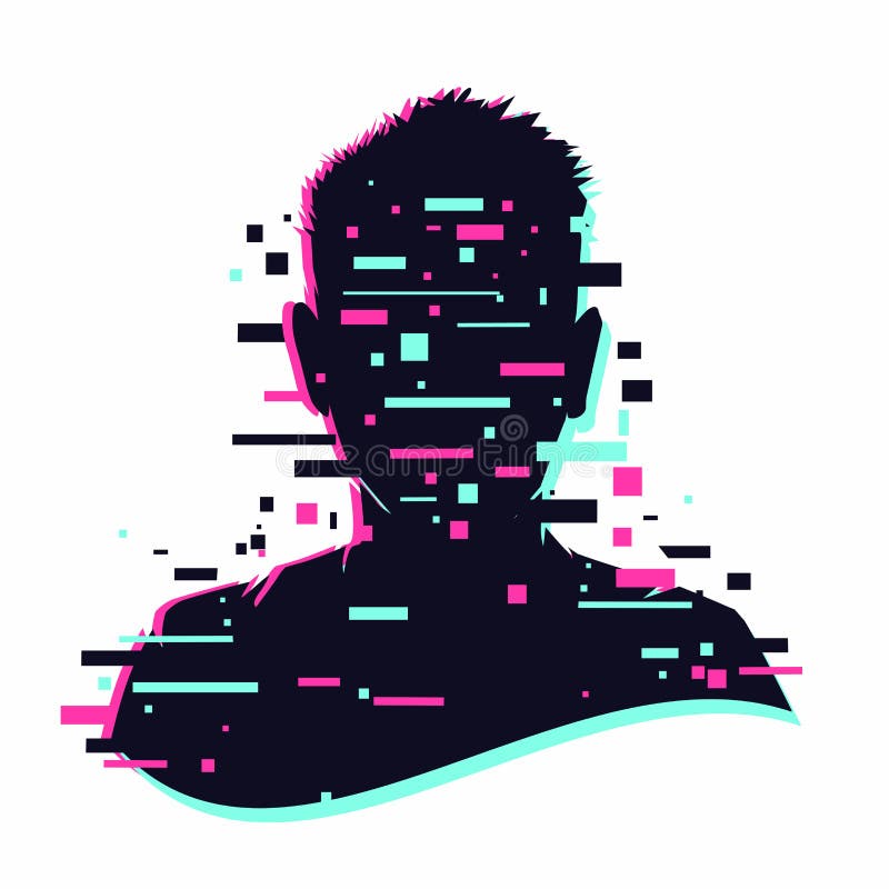 Anonym vektorikon. symboltecken. integritetskoncept. mänskligt huvud med glansansikte. illustration av persondatasäkerhet stock illustrationer