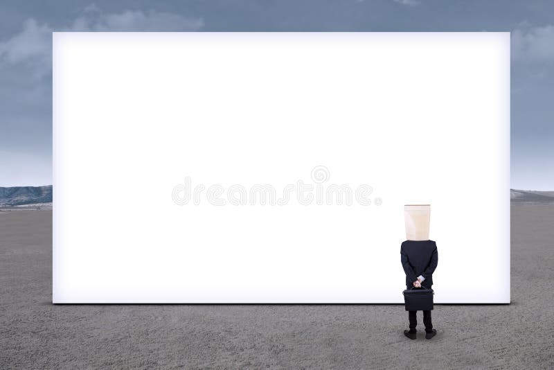 Anonymous businessman and empty billboard 1 royalty free illustration