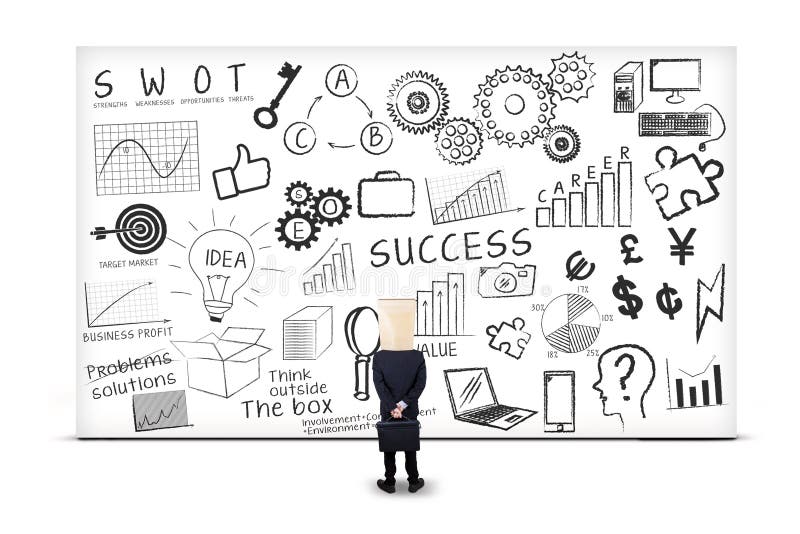 Anonymous businessman and SEO strategy 2 vector illustration