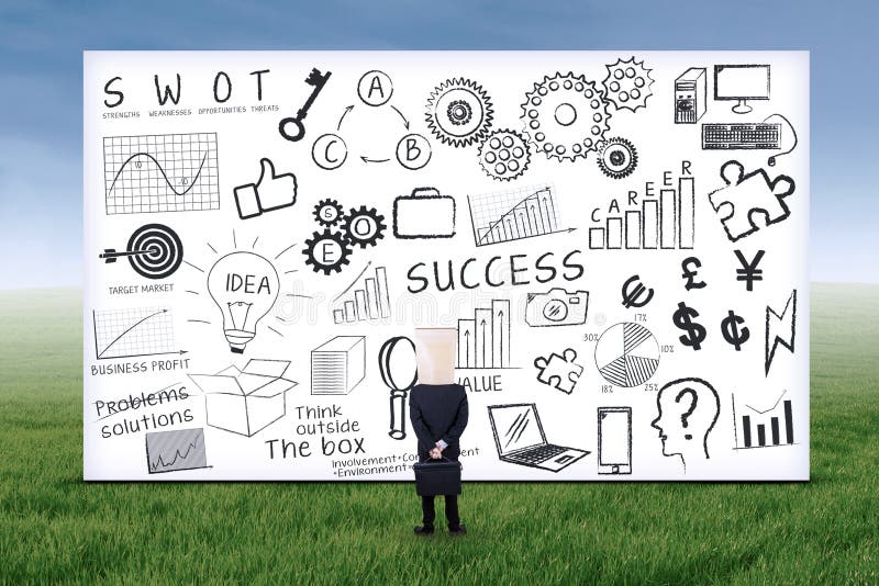 Anonymous businessman and SEO strategy stock illustration