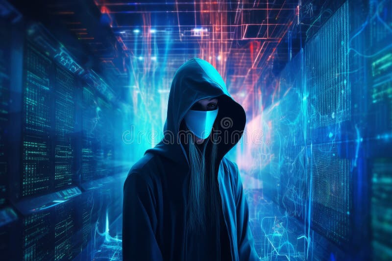 Anonymous Hacker with Mask. Generate Ai Stock Illustration