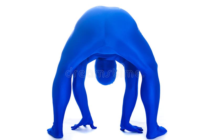 Anonymous man bent over looking back royalty free stock images.