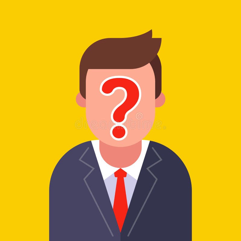 Anonymous Man in a Business Suit. Question Mark on the Face Stock Vector -  Illustration of people, anonymity: 192298077