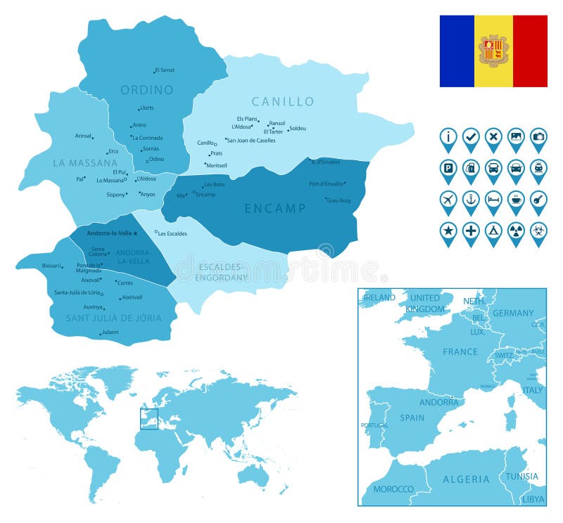 Portugal detalhou mapa administrativo azul com bandeira do país e  localização no mapa do mundo. imagem vetorial de gt29© 462206616